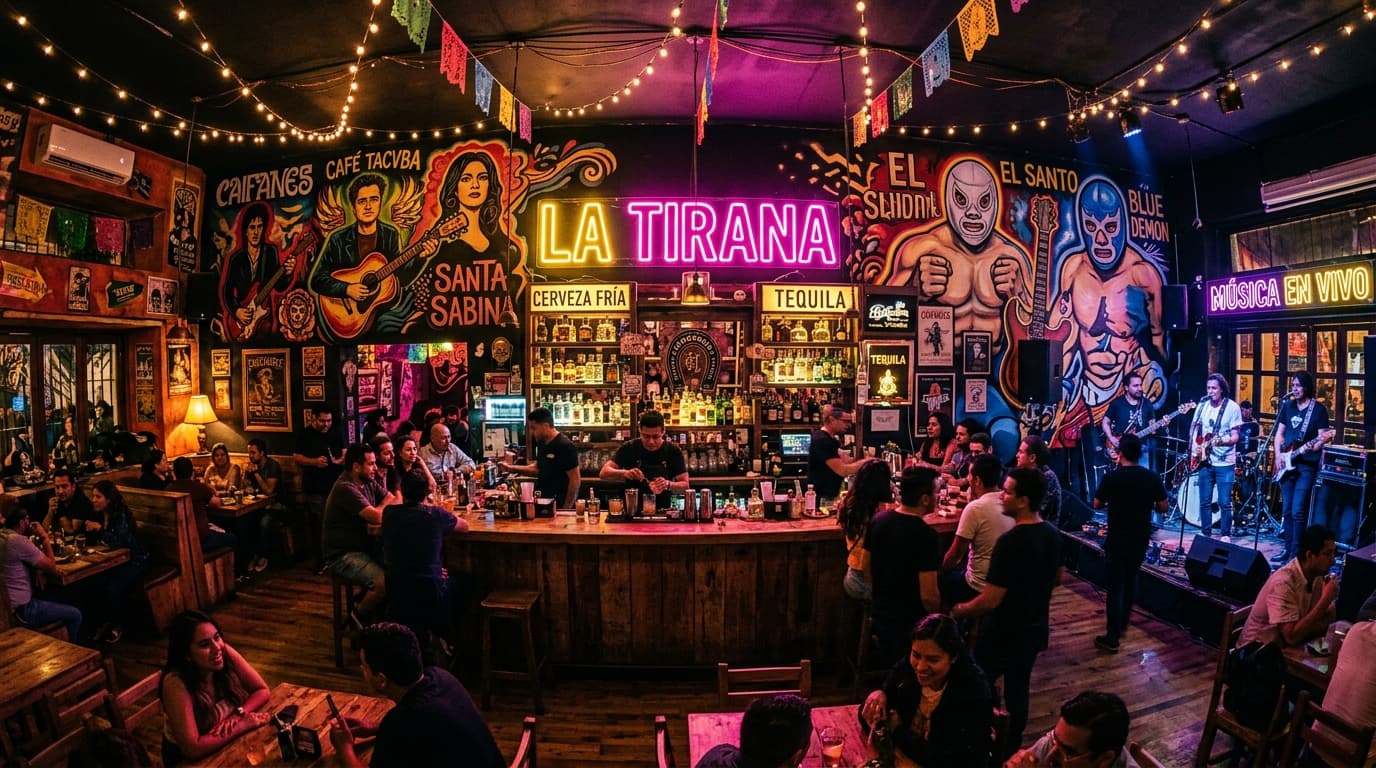Ambiente y barra de La Tirana Bar
